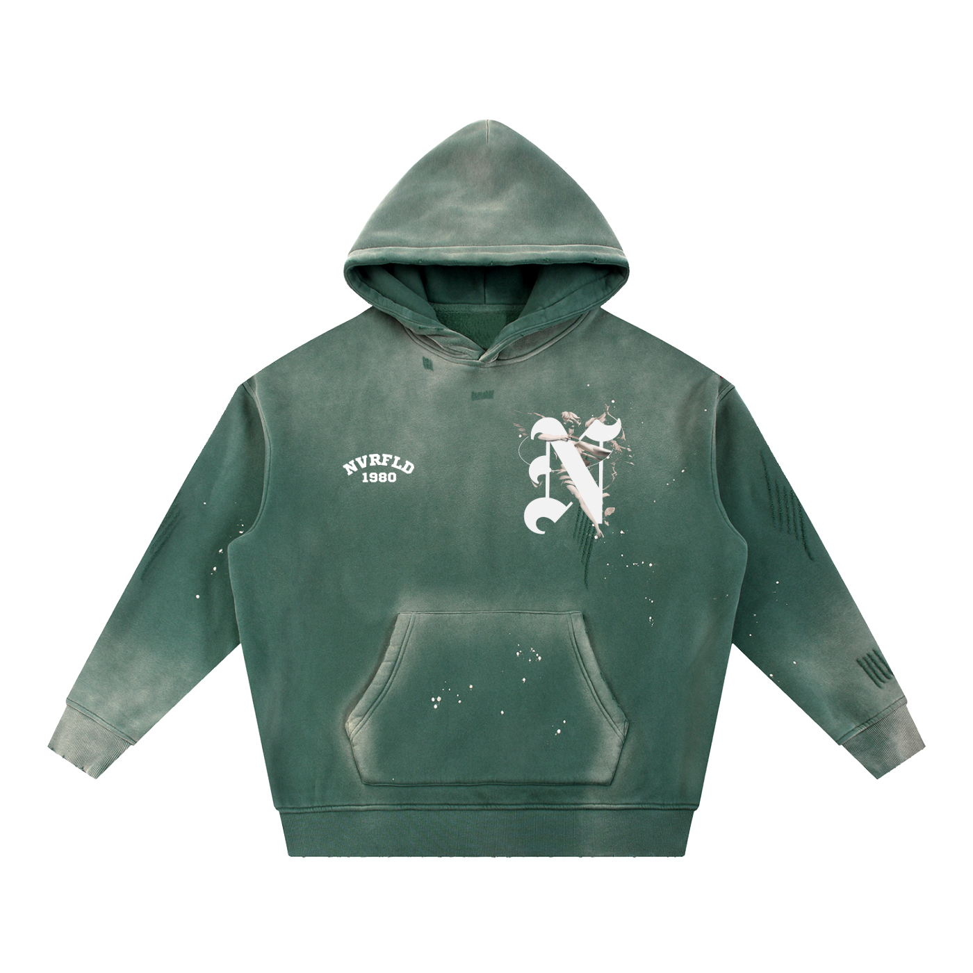 Vintage N ANGEL Washed Frayed Fleece Hoodie