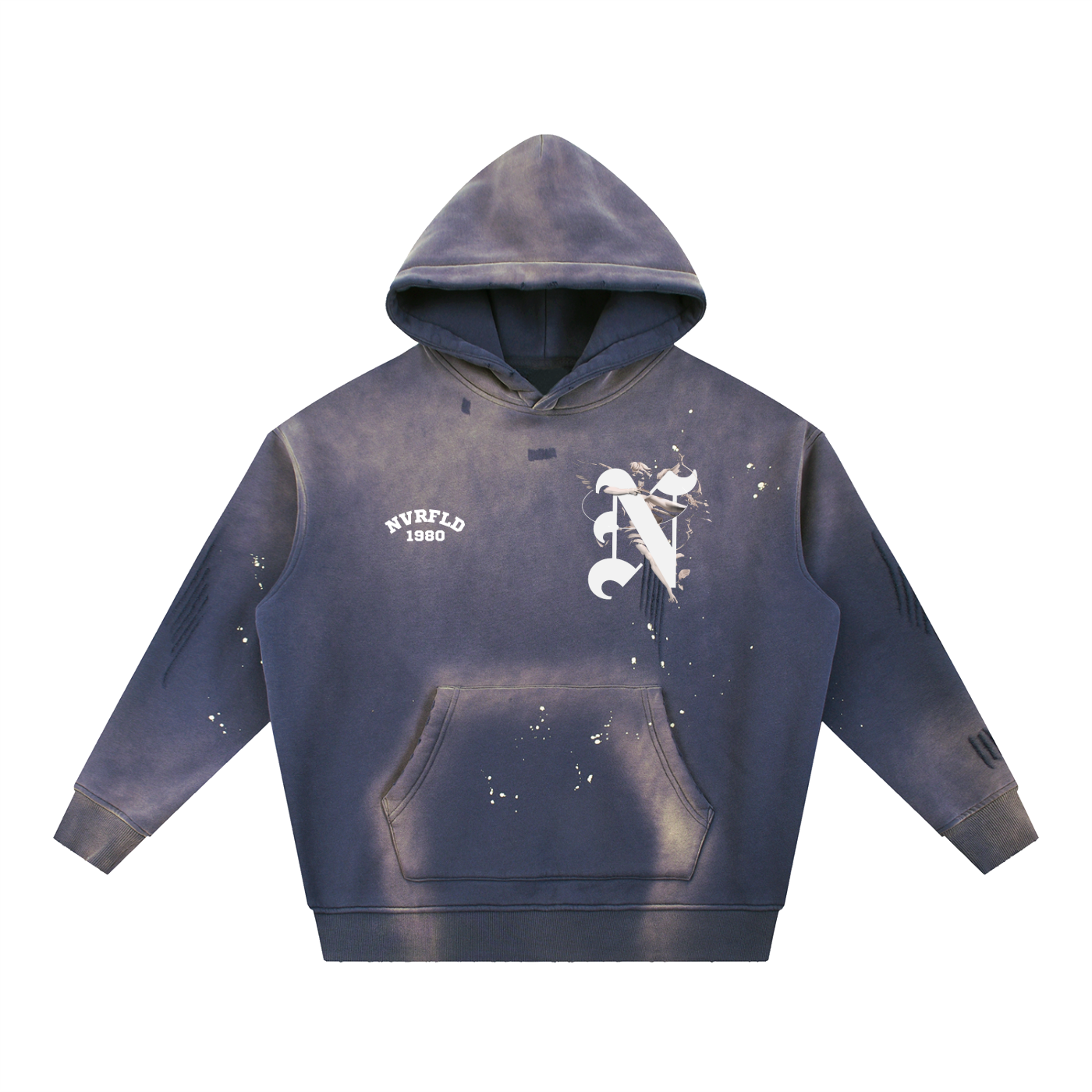 Vintage N ANGEL Washed Frayed Fleece Hoodie