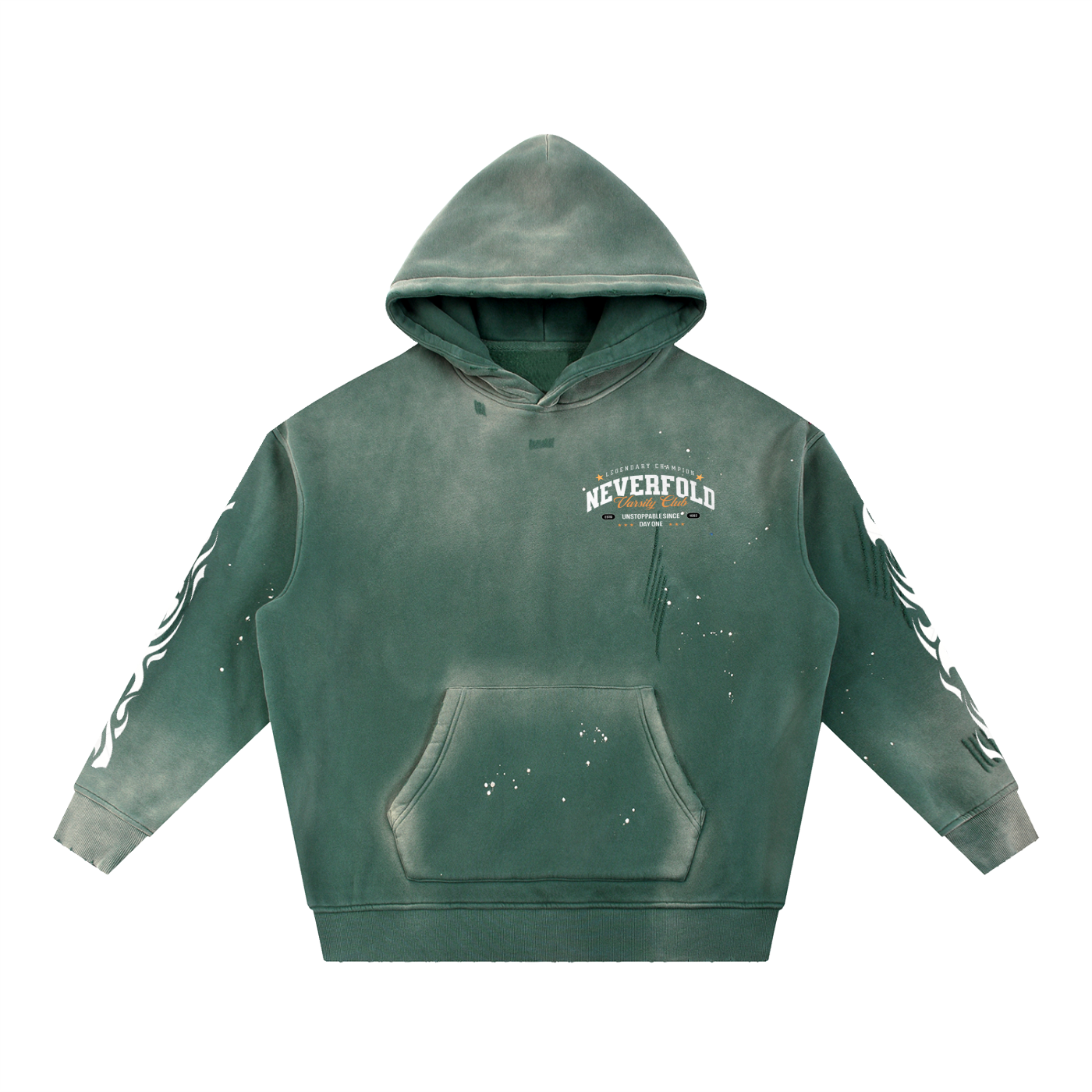 Vintage Washed Frayed Fleece Hoodie