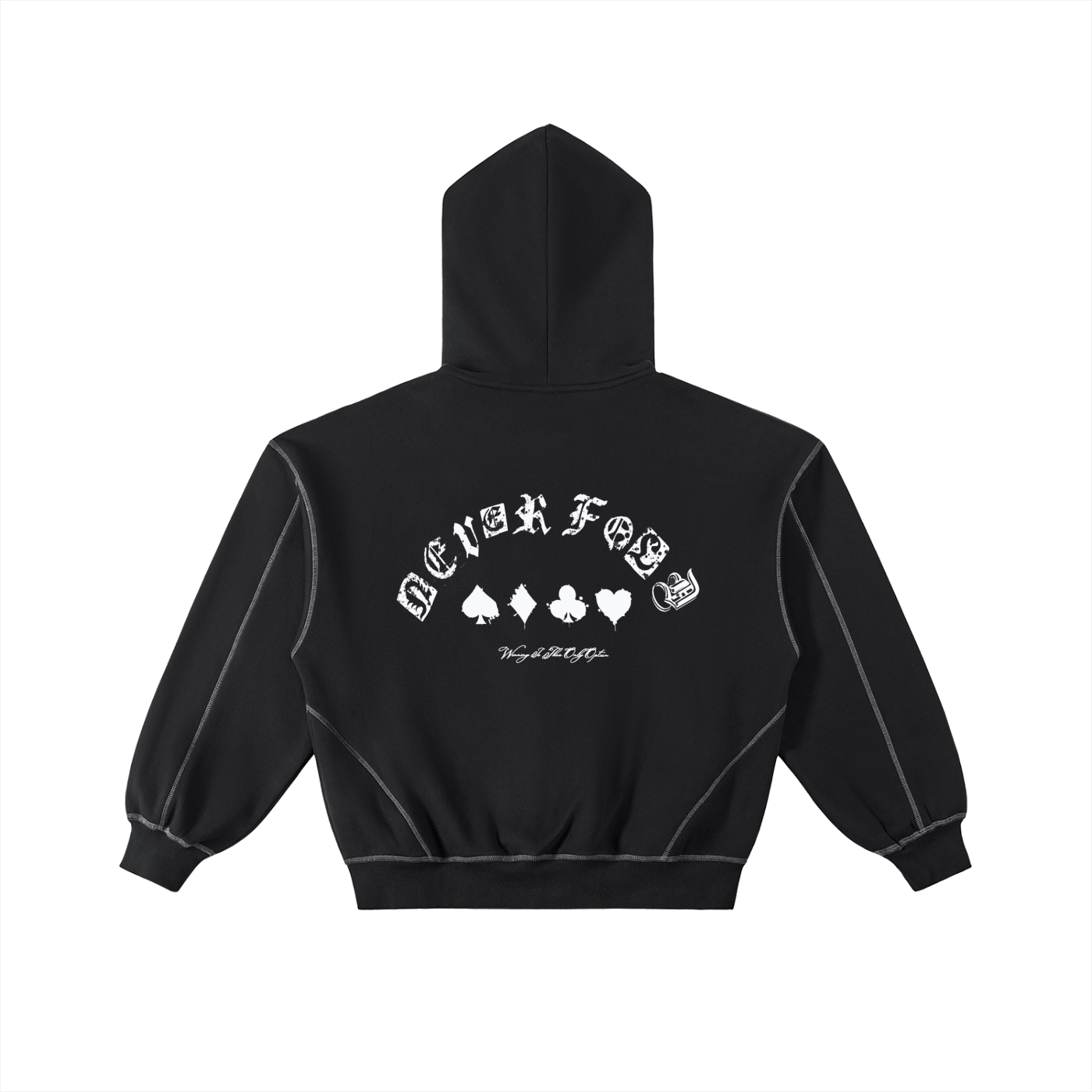 Contrast-Stitched Boxy Fleece Zip Hoodie