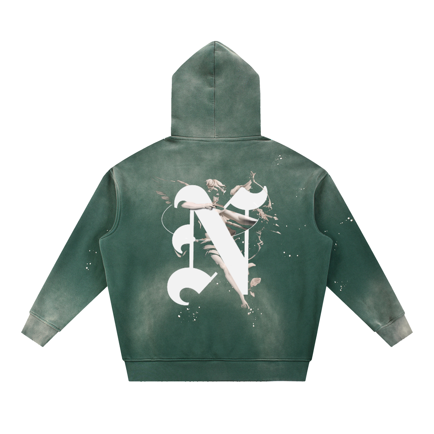 Vintage N ANGEL Washed Frayed Fleece Hoodie