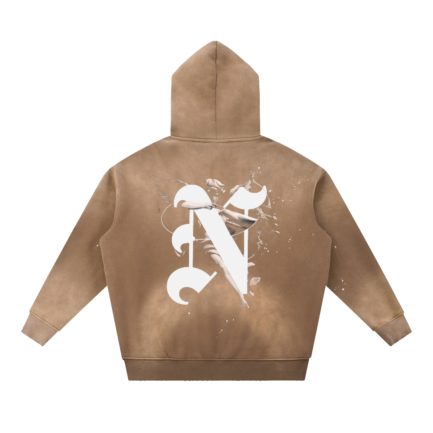 Vintage N ANGEL Washed Frayed Fleece Hoodie