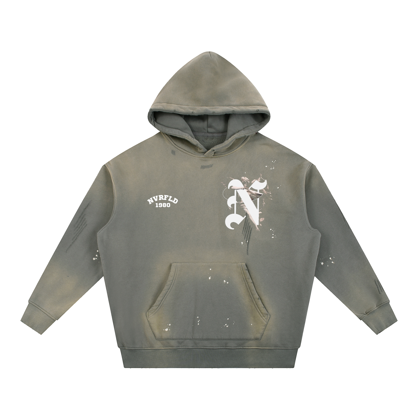 Vintage N ANGEL Washed Frayed Fleece Hoodie